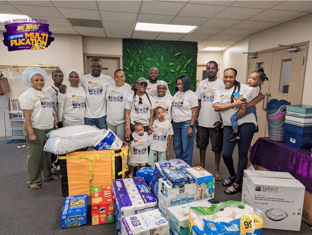 CCC Indiana Cathedral volunteers with donated family support items
